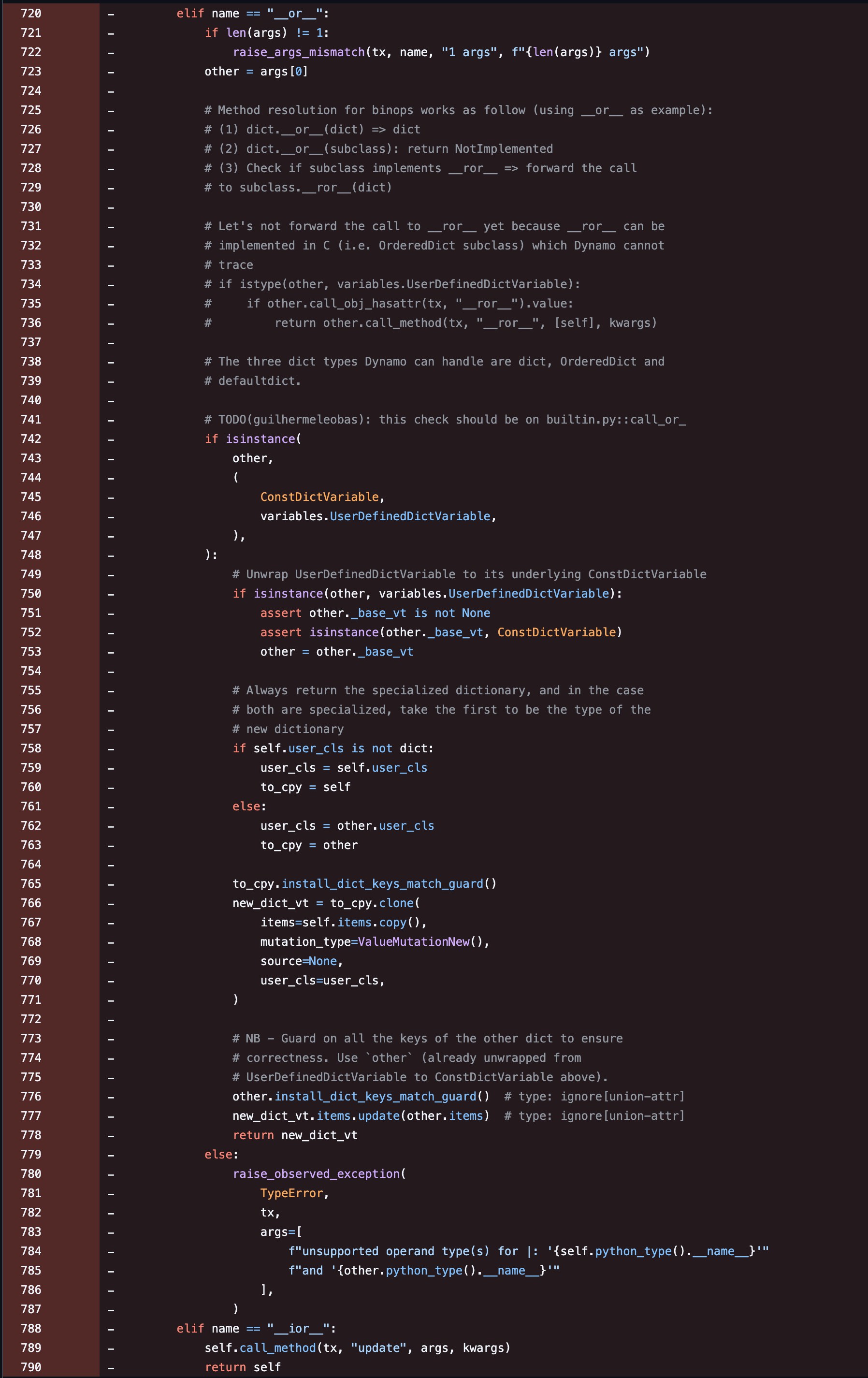 Dynamo ad-hoc impl. of dict.or